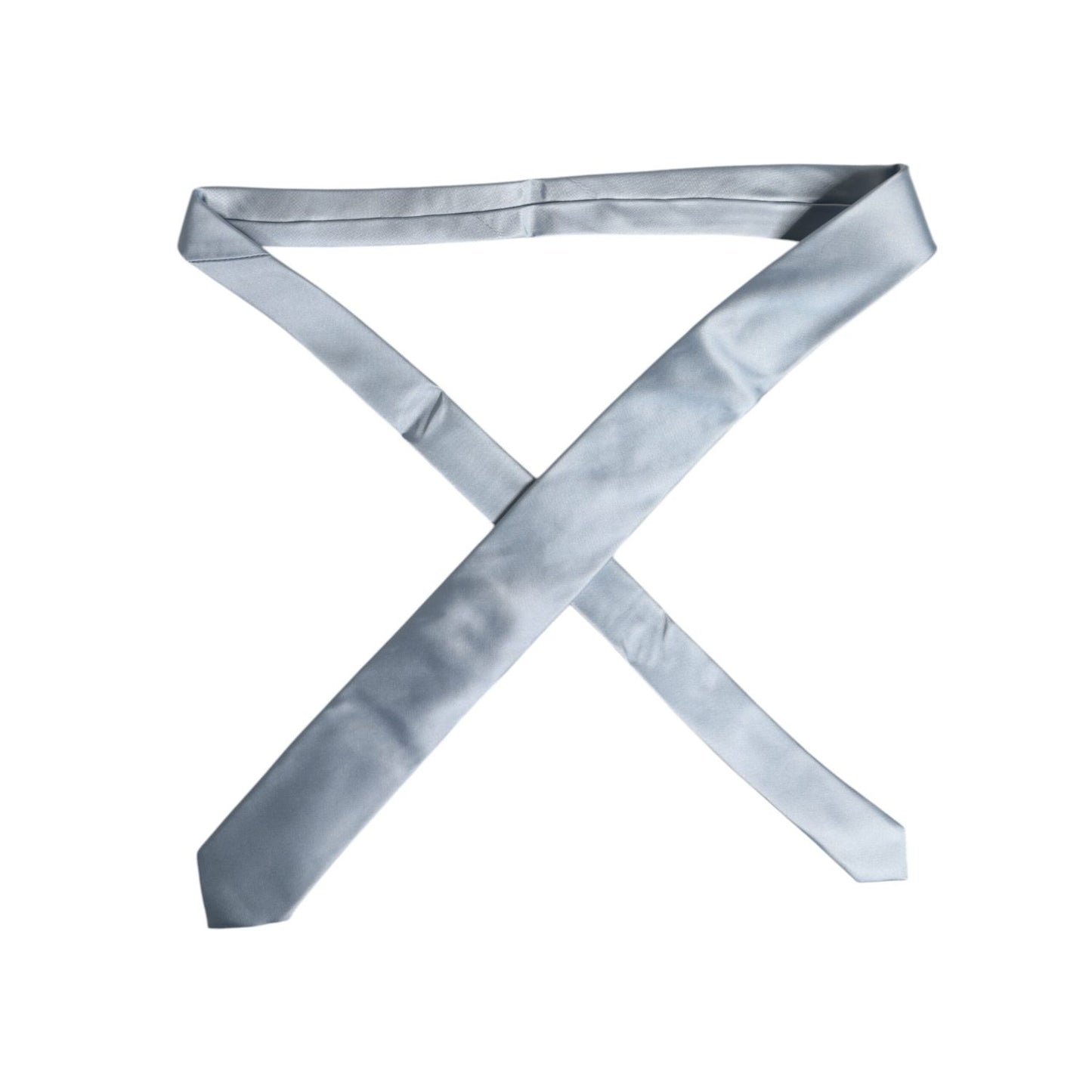 Dolce & Gabbana Light Blue Solid Silk Adjustable Necktie Tie