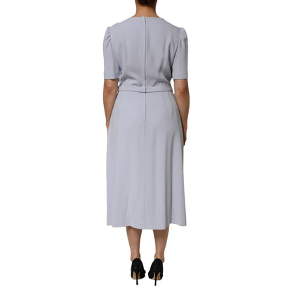 Dolce & Gabbana Light Blue Viscose Blend Floral Applique Dress