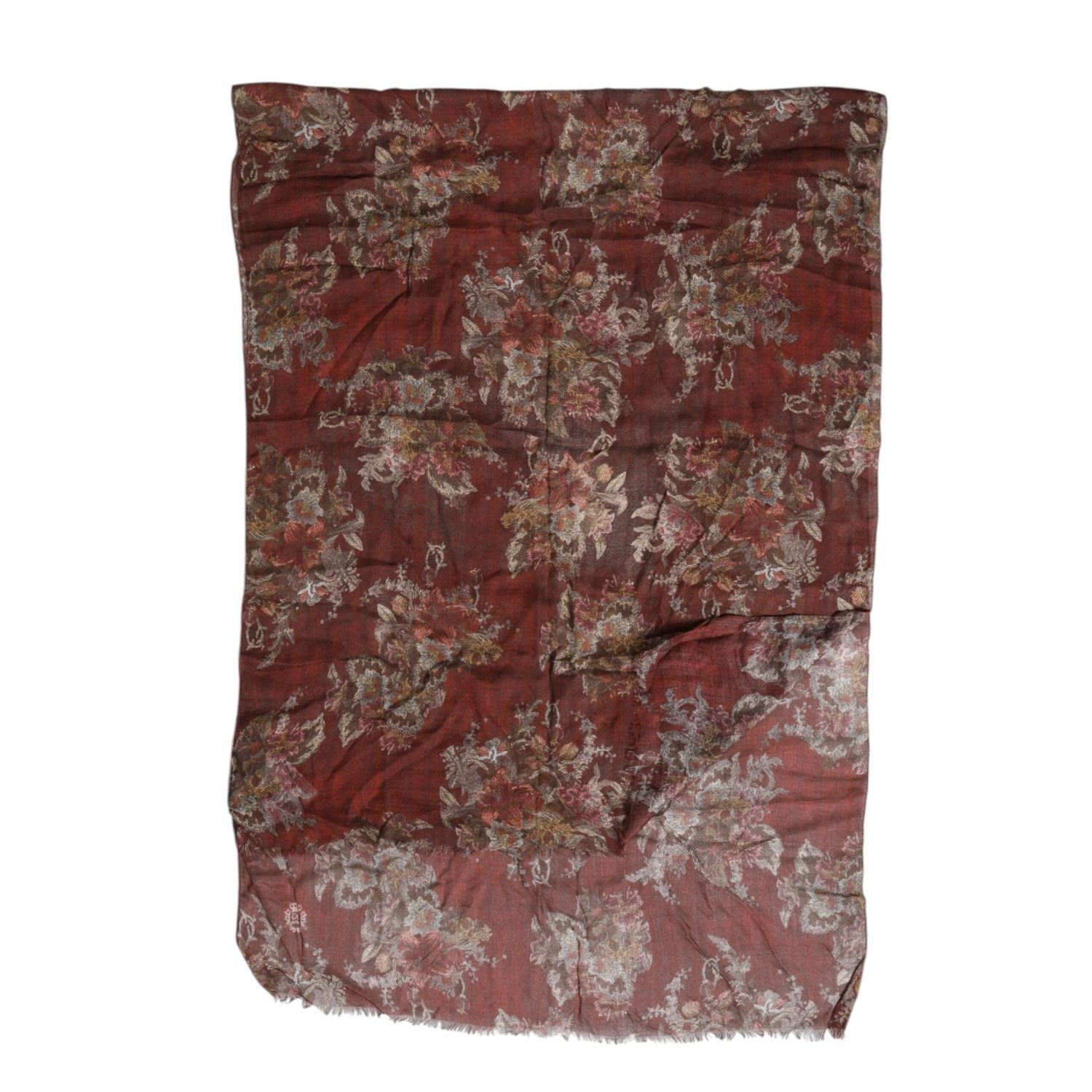 Dolce & Gabbana Maroon Floral Neck Warmer Foulard Scarf