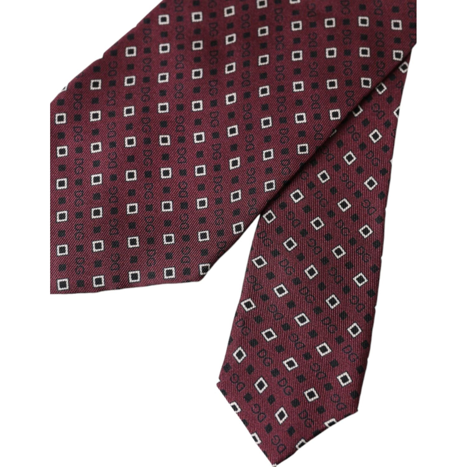 Dolce & Gabbana Maroon Silk Branded Logo Adjustable Men Tie