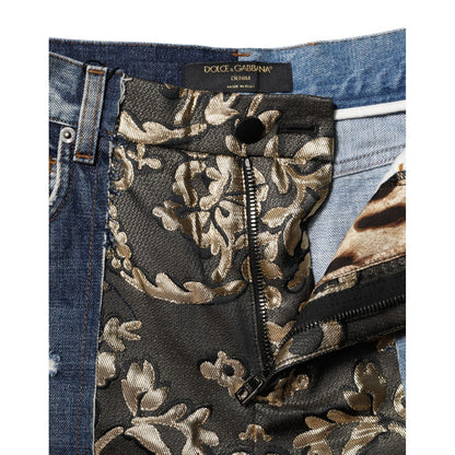 Dolce & Gabbana Multicolor Patchwork Tapered Denim Jeans
