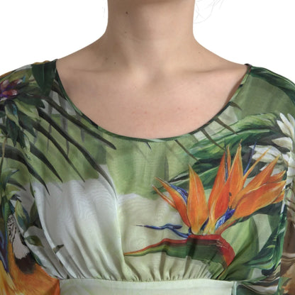 Dolce & Gabbana Multicolor Silk Jungle Print Women Maxi Dress