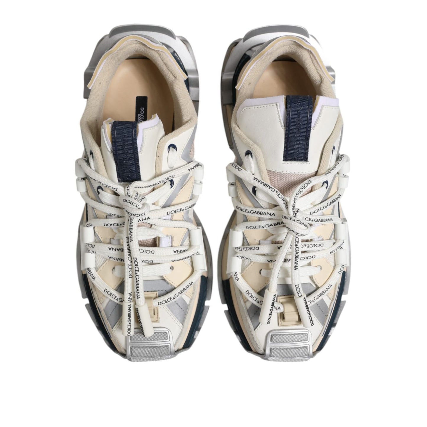 Dolce & Gabbana Multicolor Space Low Top Men Sneakers Shoes with fabric and leather, rubber sole, and lace-up closure from Italy.