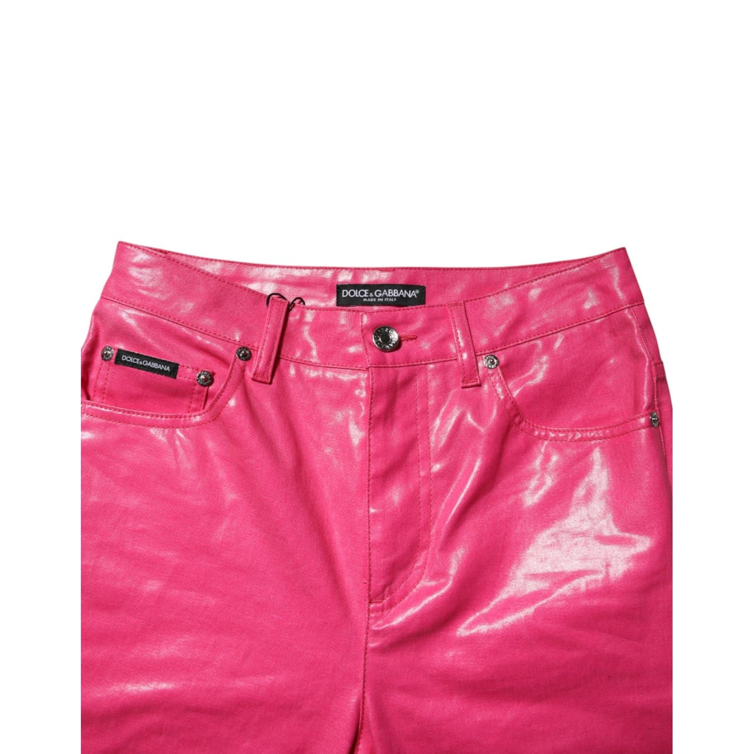 Dolce & Gabbana Pink Cotton High Waisted Skinny Denim Jeans