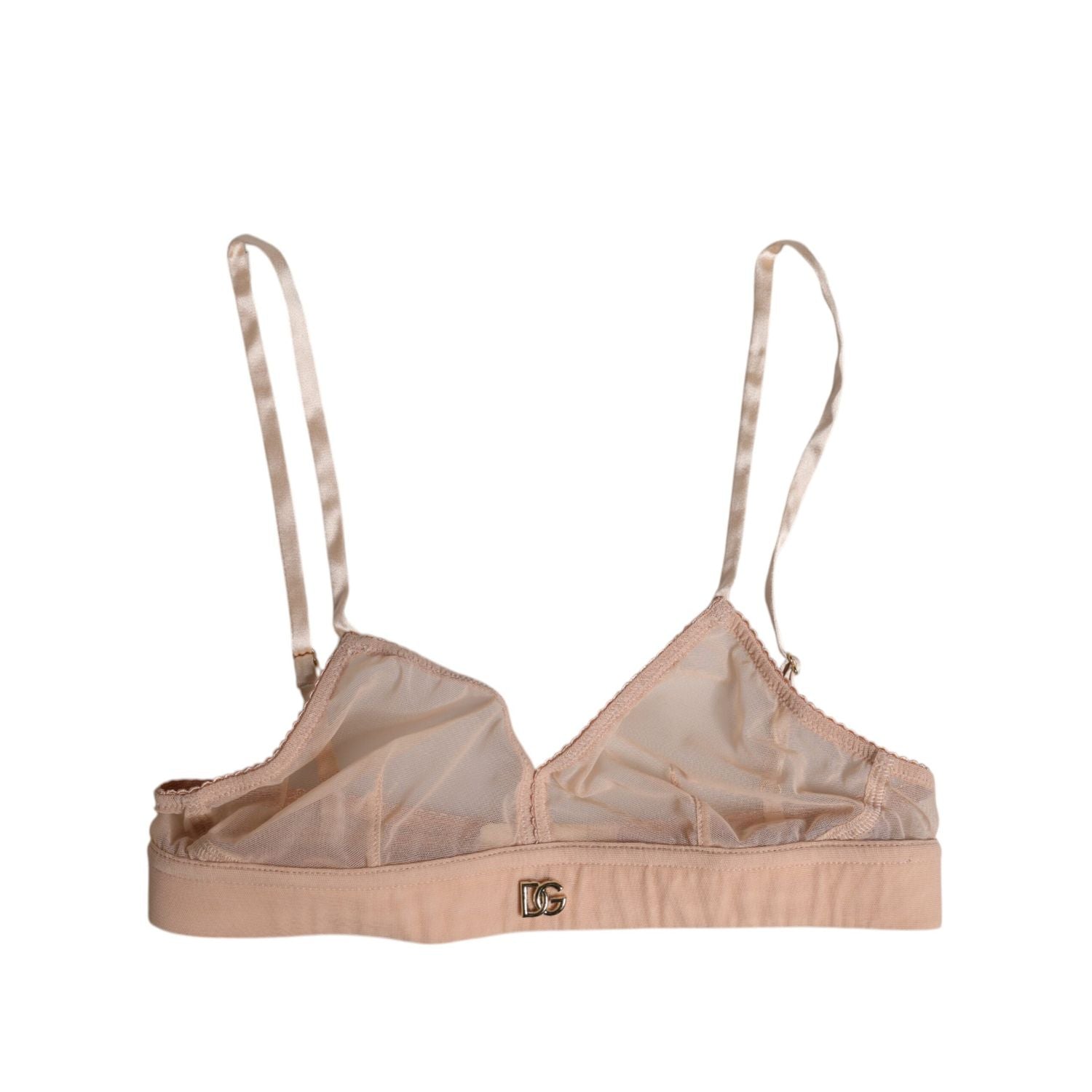Dolce & Gabbana Powder Pink Nylon DG Logo Non Wire Bra Underwear