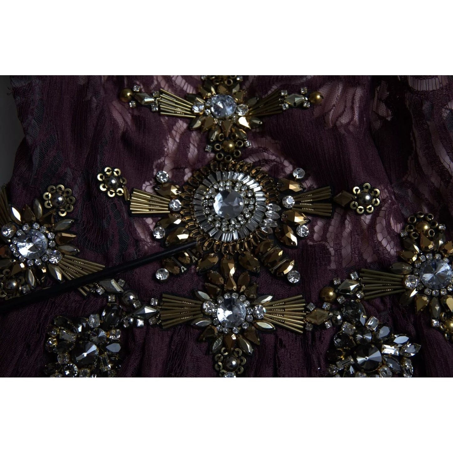 Dolce & Gabbana Purple Viscose Crystal A-Line Gown Dress