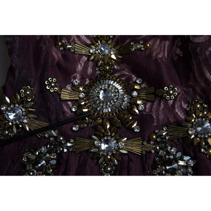 Dolce & Gabbana Purple Viscose Crystal A-Line Gown Dress