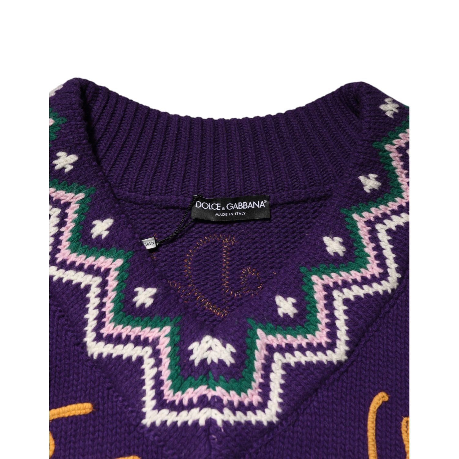 Dolce & Gabbana Purple Wool DG Logo Men Knit Pullover Sweater