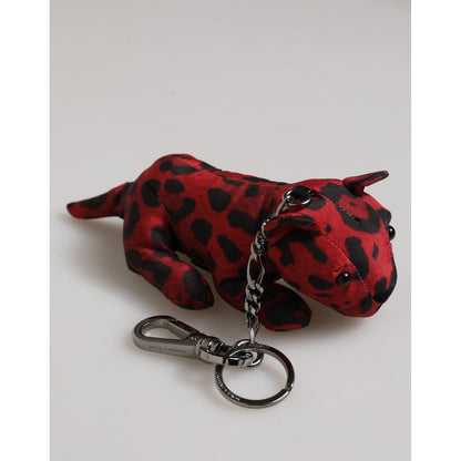 Dolce & Gabbana Red Black Polyester Animal Silhouette Bag Keychain Keyring