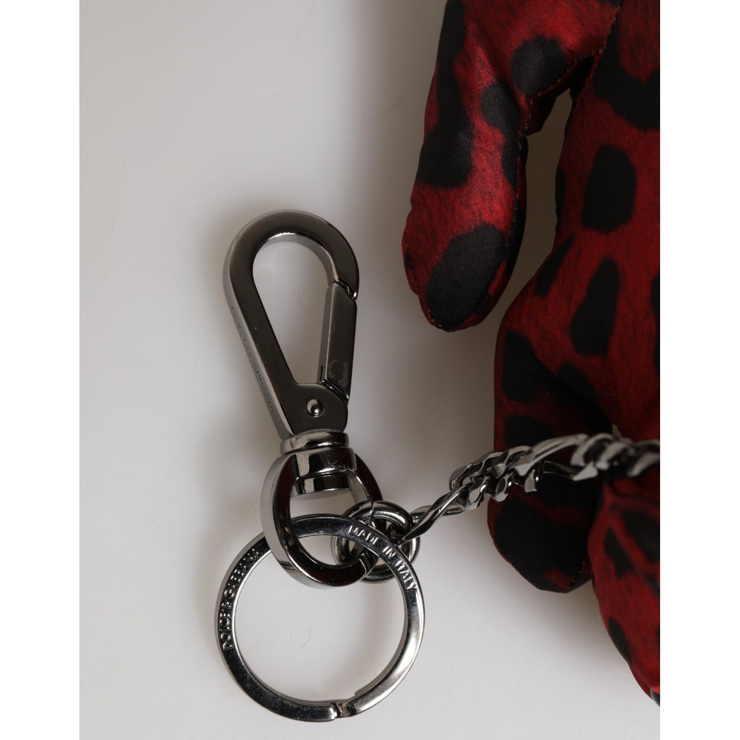 Dolce & Gabbana Red Black Polyester Animal Silhouette Keychain Keyring