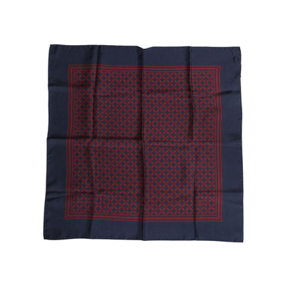 Dolce & Gabbana Red Blue Printed Silk Square Men Foulard Scarf, 100% silk elegant accessory, 50cm x 50cm, luxury fashion brand detail.