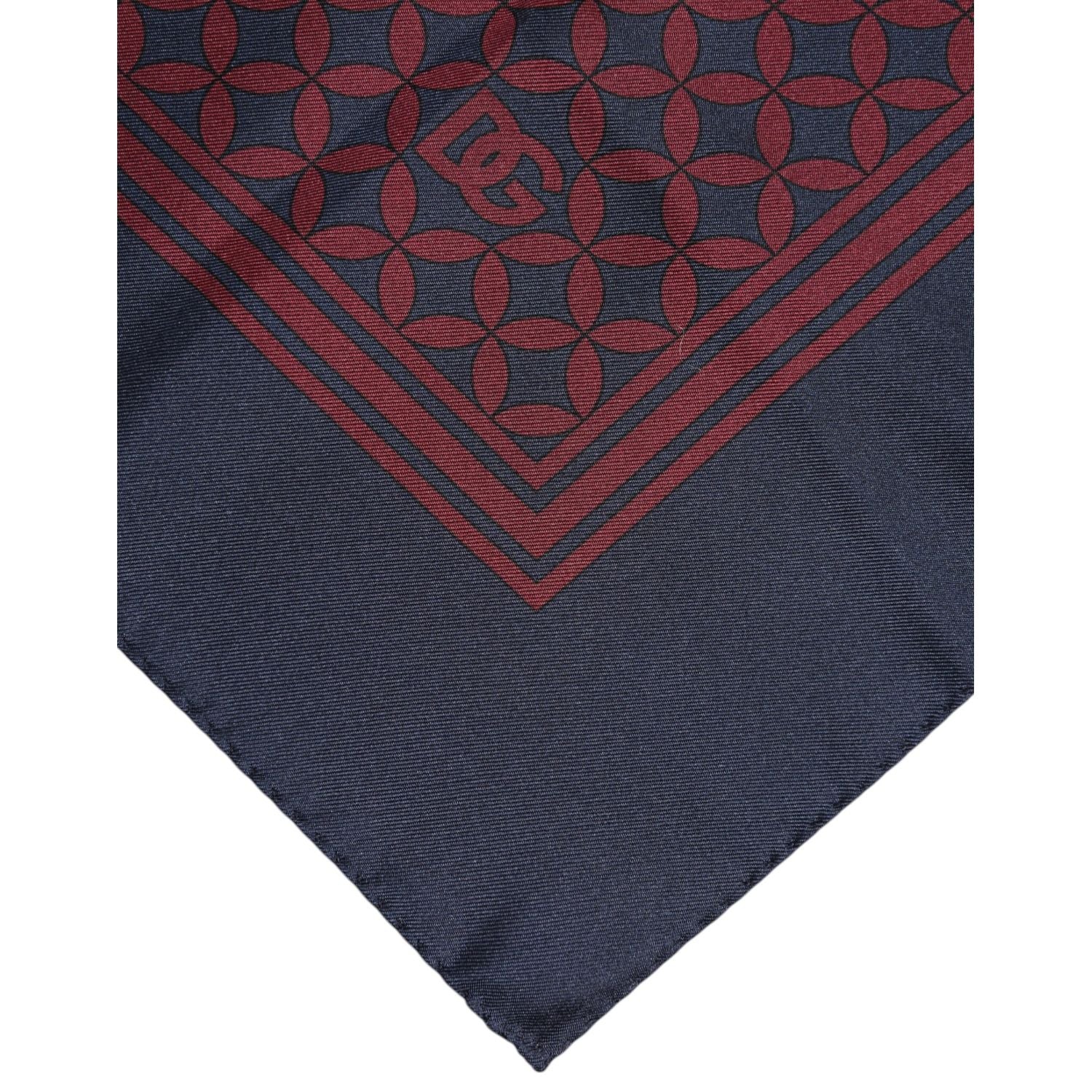 Dolce & Gabbana Red Blue Printed Silk Square Men Foulard Scarf