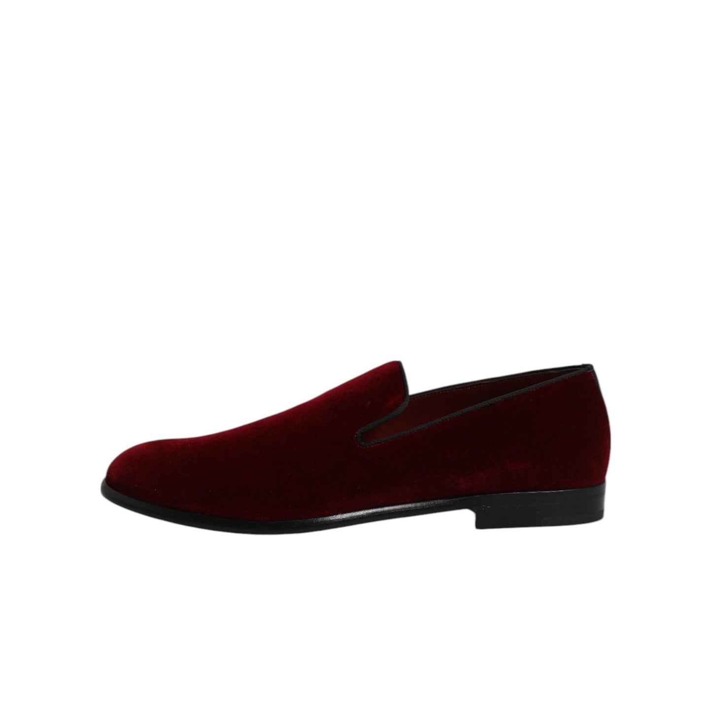 Dolce & Gabbana Red Cotton Velvet Slip On Loafers Formal Shoes
