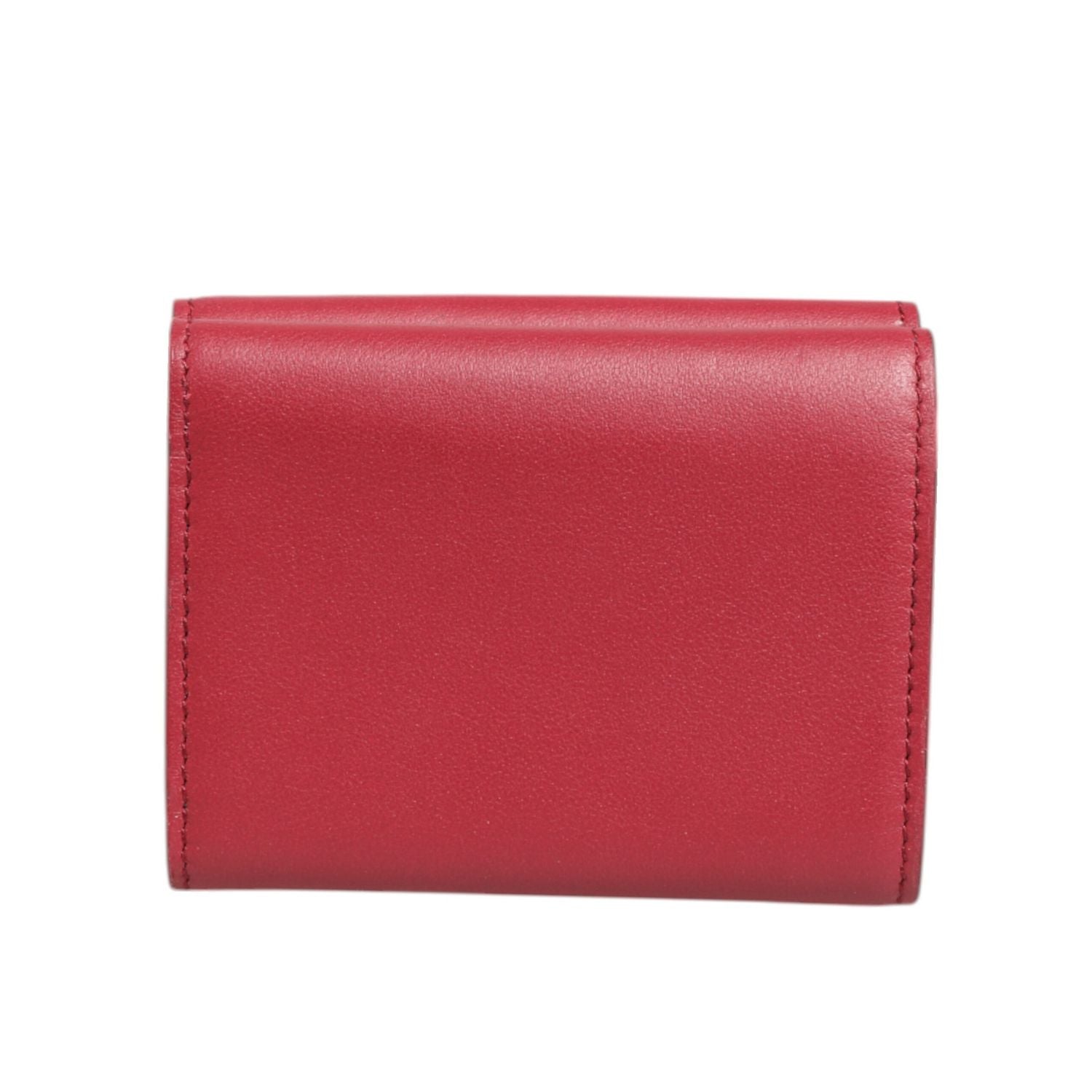Dolce & Gabbana Red Leather Bold Logo Print Trifold Card Holder Wallet