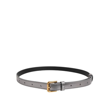 Dolce & Gabbana Silver Logo Engraved Metal Waist Buckle Belt