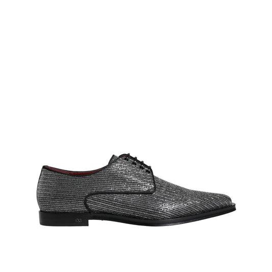 Dolce & Gabbana Silver Polyurethane Derby Formal Dress Shoes