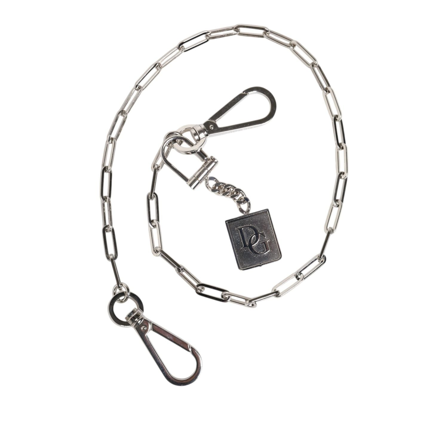 Dolce & Gabbana Silver Tone Metal Chain DG Charm Belt Keychain