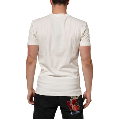 Dolce & Gabbana White Cotton Logo Bandana Print Men T-shirt