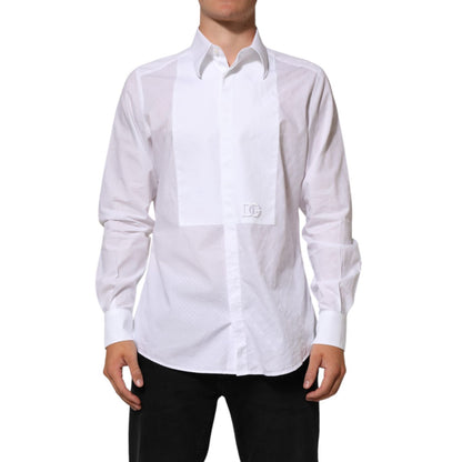 Dolce & Gabbana White Cotton MARTINI Bib Formal Dress Shirt