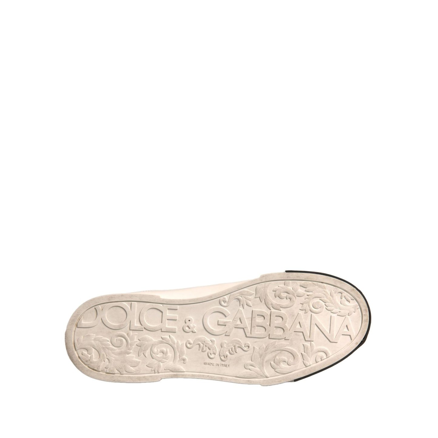Dolce & Gabbana White Leather Logo Portofino Sneakers Shoes outsole with embossed logo.