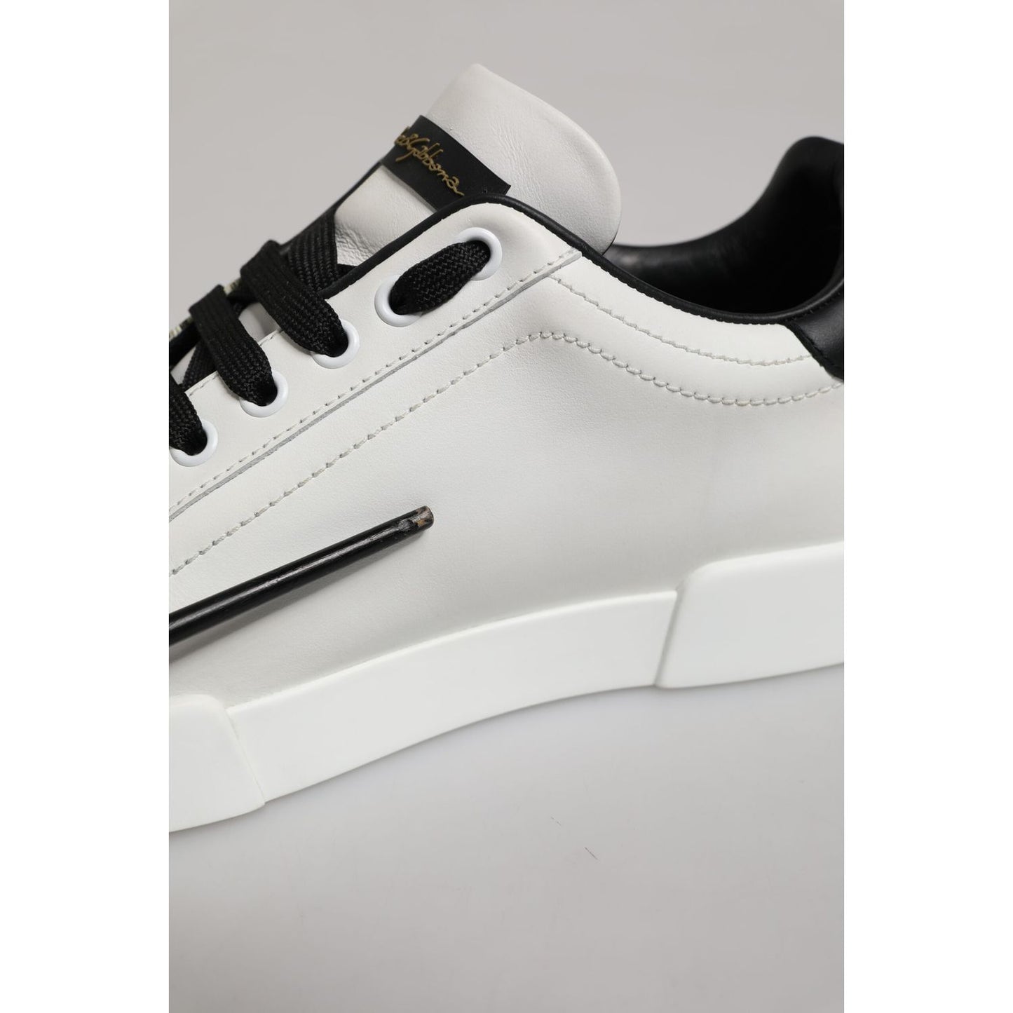 Dolce & Gabbana White Leather Portofino Lace Up Sneakers Shoes