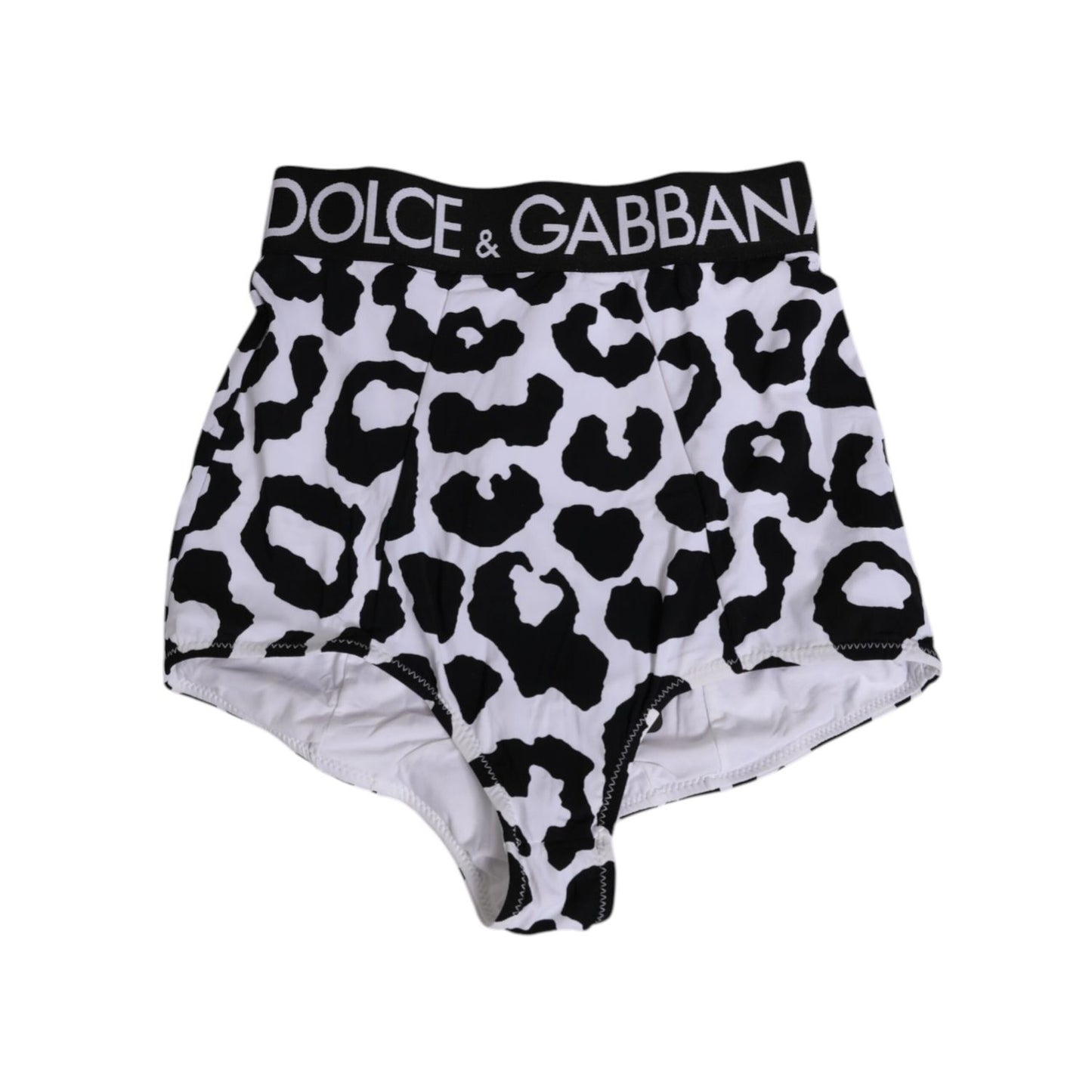 Dolce & Gabbana White Leopard Nylon High Waist Girdle Underwear
