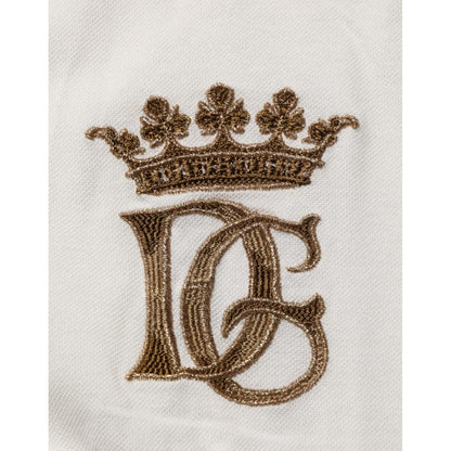Dolce & Gabbana White Logo Embroidery Cotton Polo T-shirt