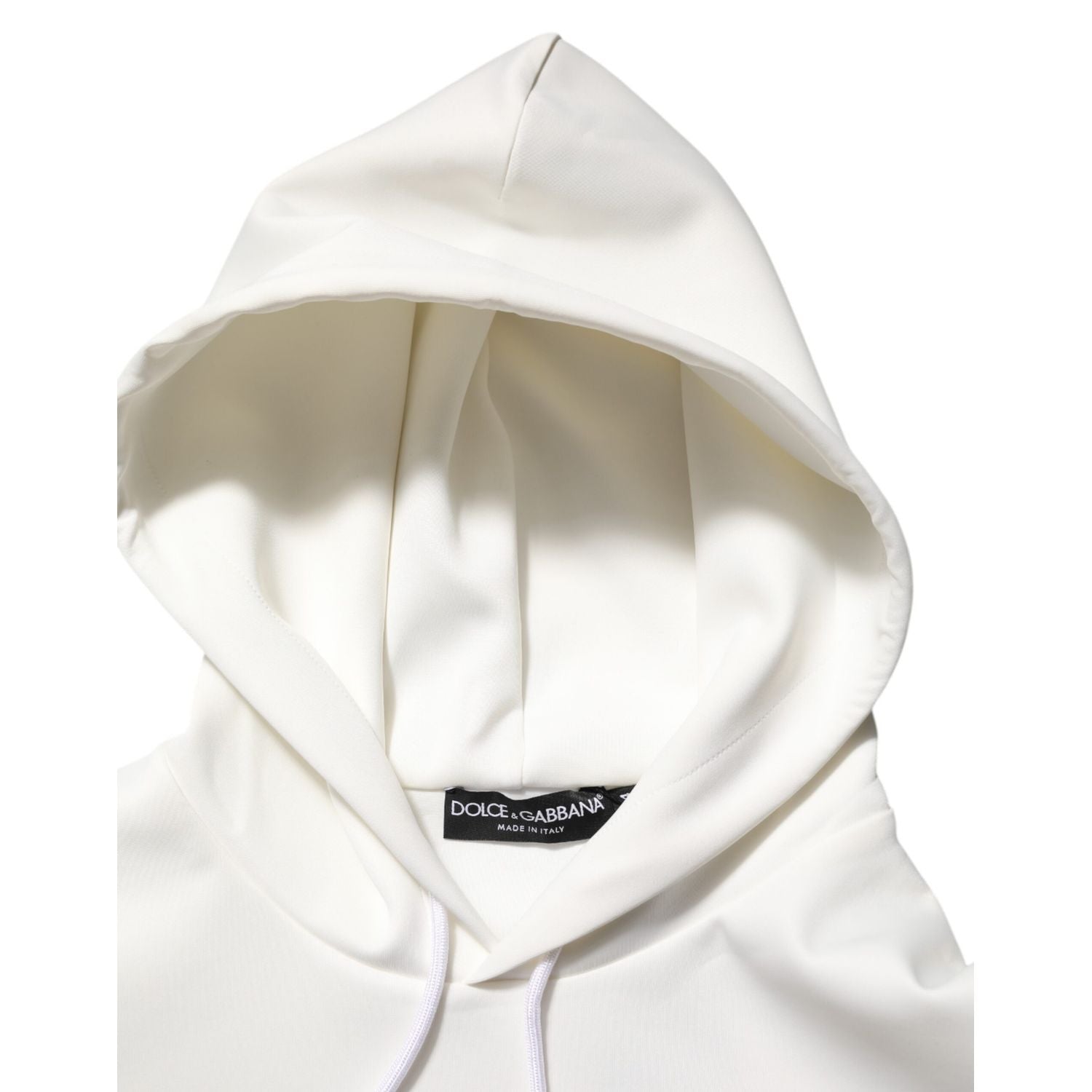 Dolce & Gabbana White Logo Hooded Men Sweatshirt  Sweater
