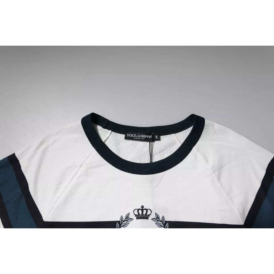 Dolce & Gabbana White Logo Print Cotton Men Crew Neck T-shirt