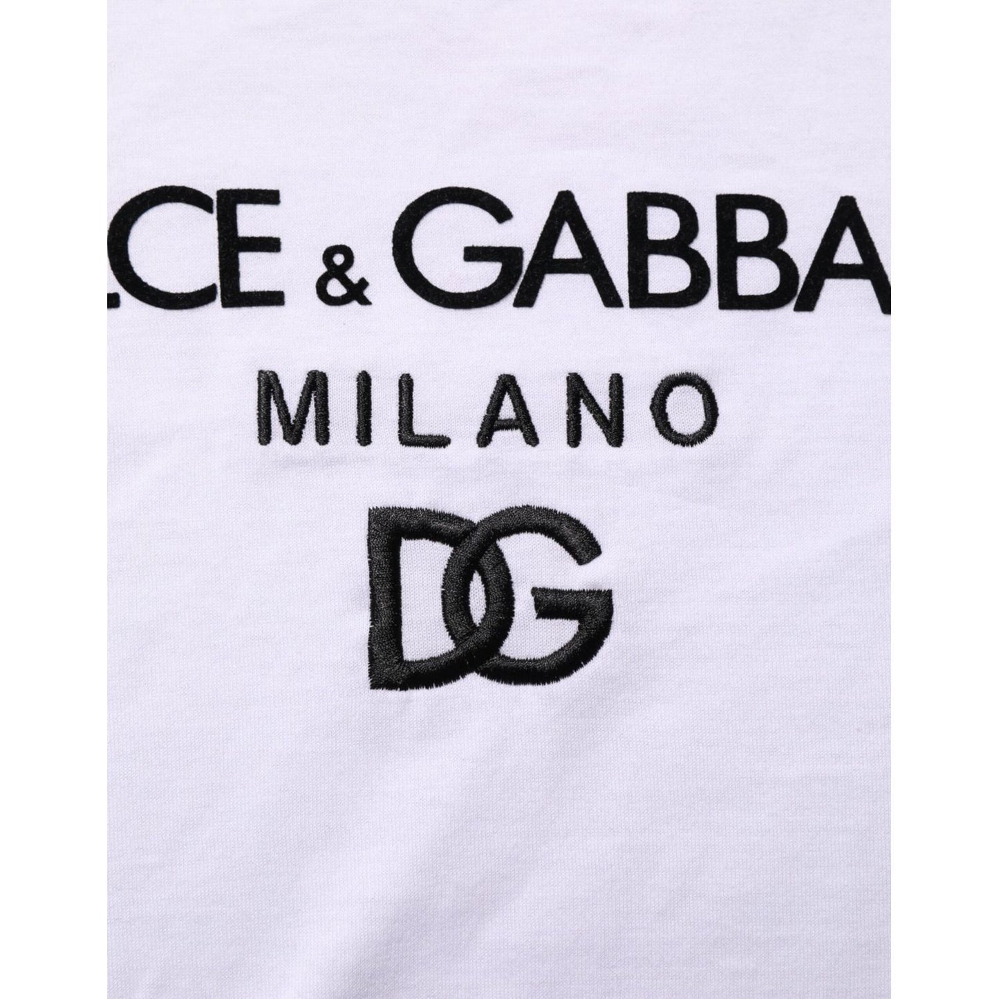 Dolce & Gabbana White Logo Print Cotton Men Crew Neck T-shirt
