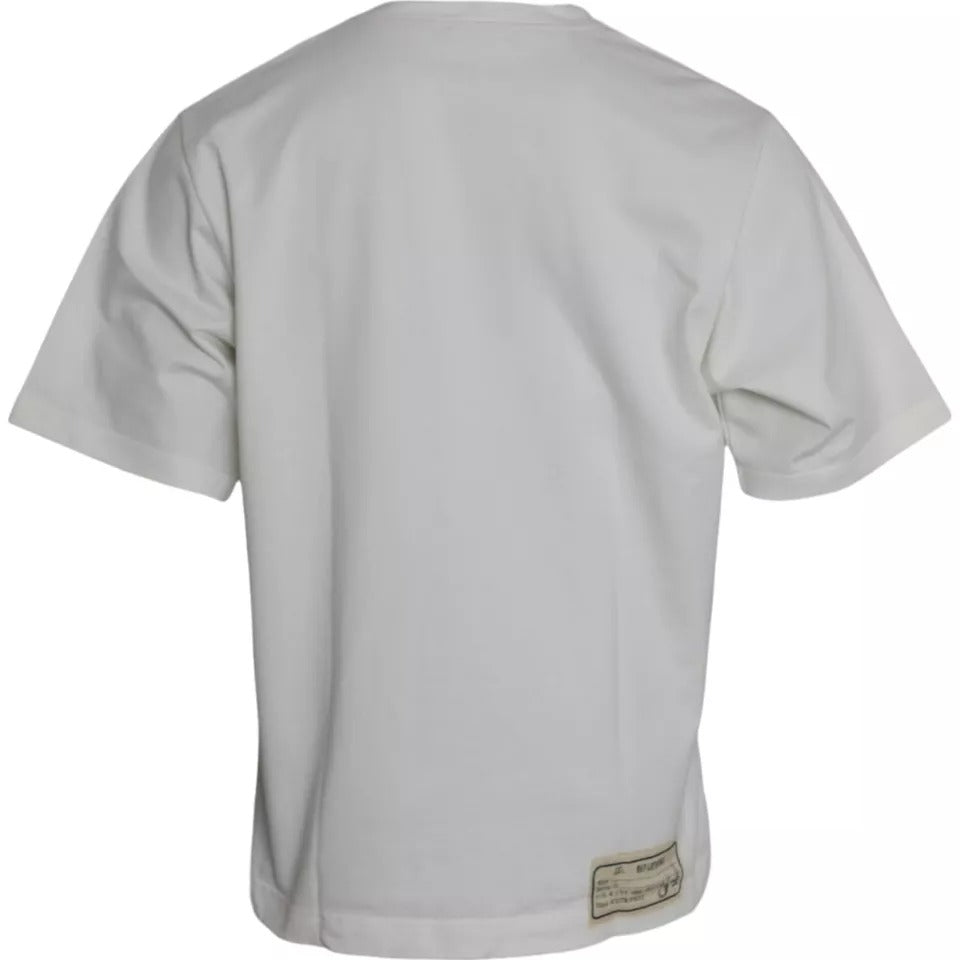 Back view of Dolce & Gabbana White Love & Peace Cotton Round Neck T-shirt with minor defect on front side.