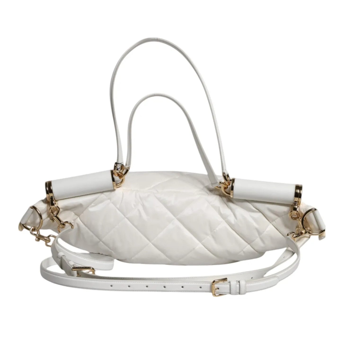 Dolce & Gabbana White Quilted Logo 90's Sicily Belt Waist Fanny Pack Bag