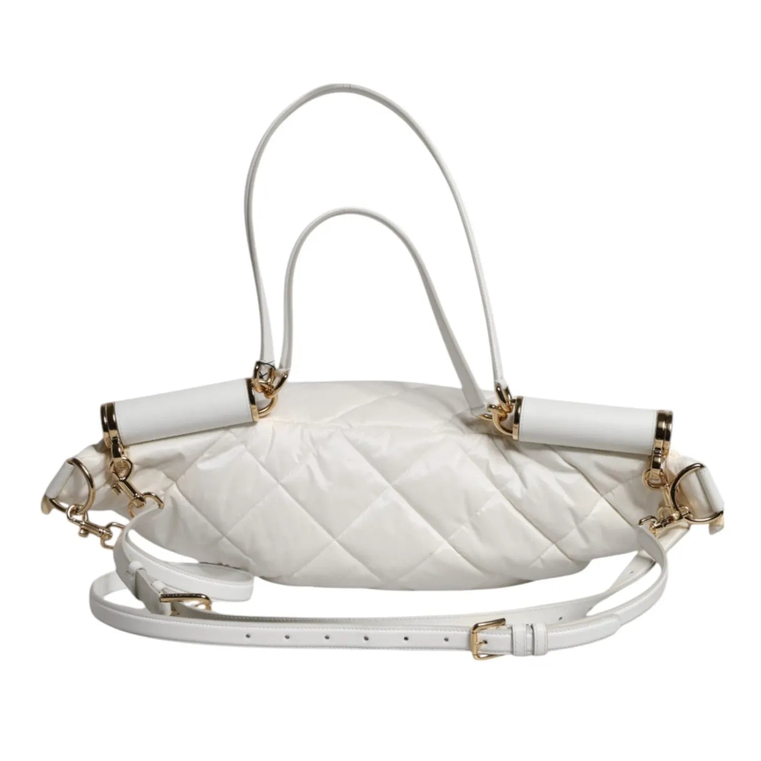 Dolce & Gabbana White Quilted Logo 90's Sicily Belt Waist Fanny Pack Bag