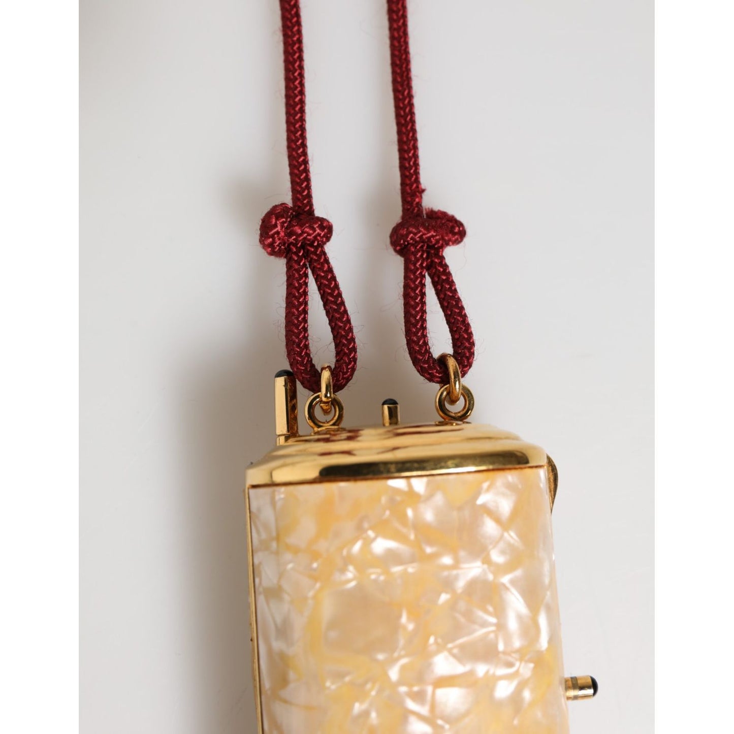 Dolce & Gabbana White Resin Gold Metal Crossbody Mini Purse Tassel Bag