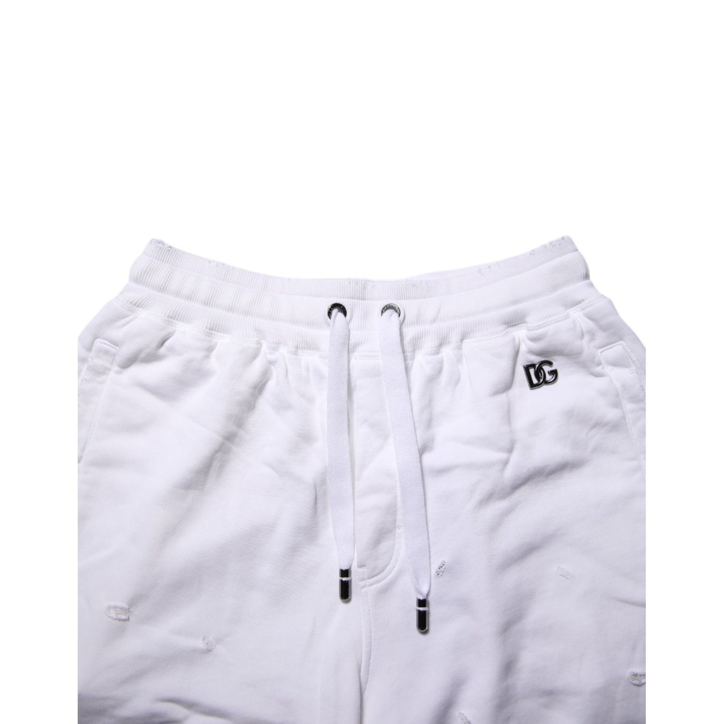 Dolce & Gabbana White Ripped Mid Waist Casual Bermuda Short