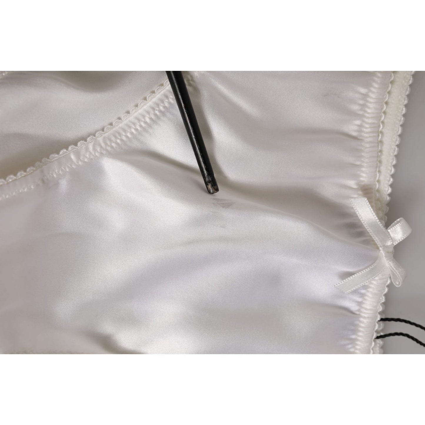 Dolce & Gabbana White Silk Satin Floral Lace Panty Brief Underwear