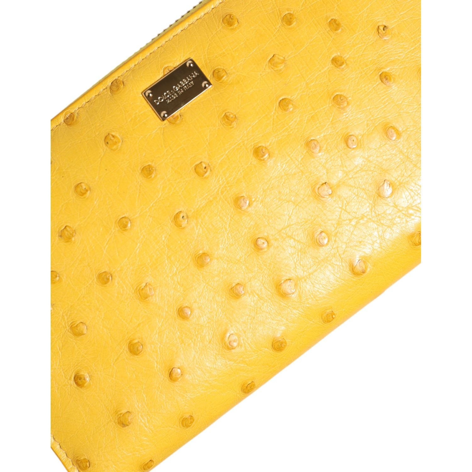 Dolce & Gabbana Yellow Leather Logo Plaque Zip Around Continental Wallet