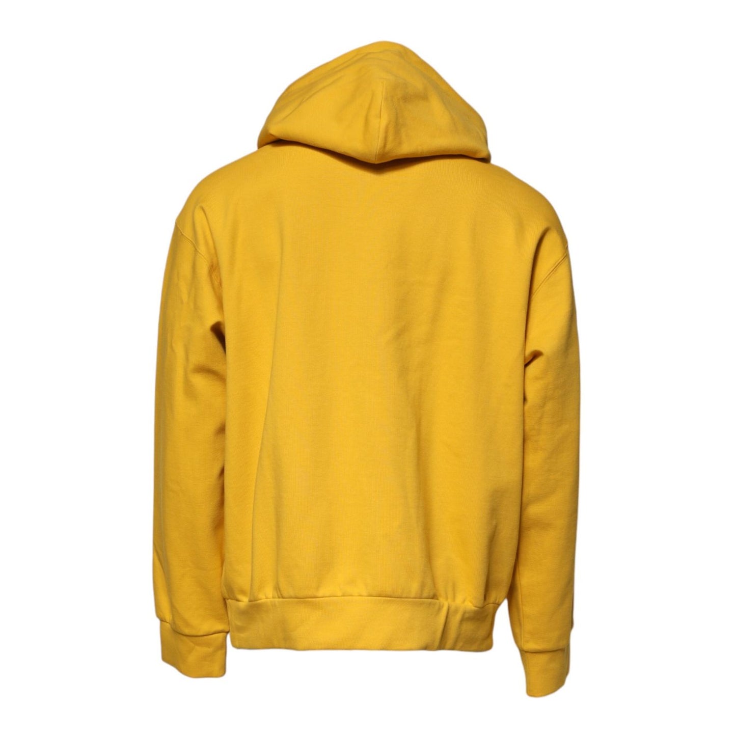 Dolce & Gabbana Yellow Logo Plaque Hooded Full Zip Sweater