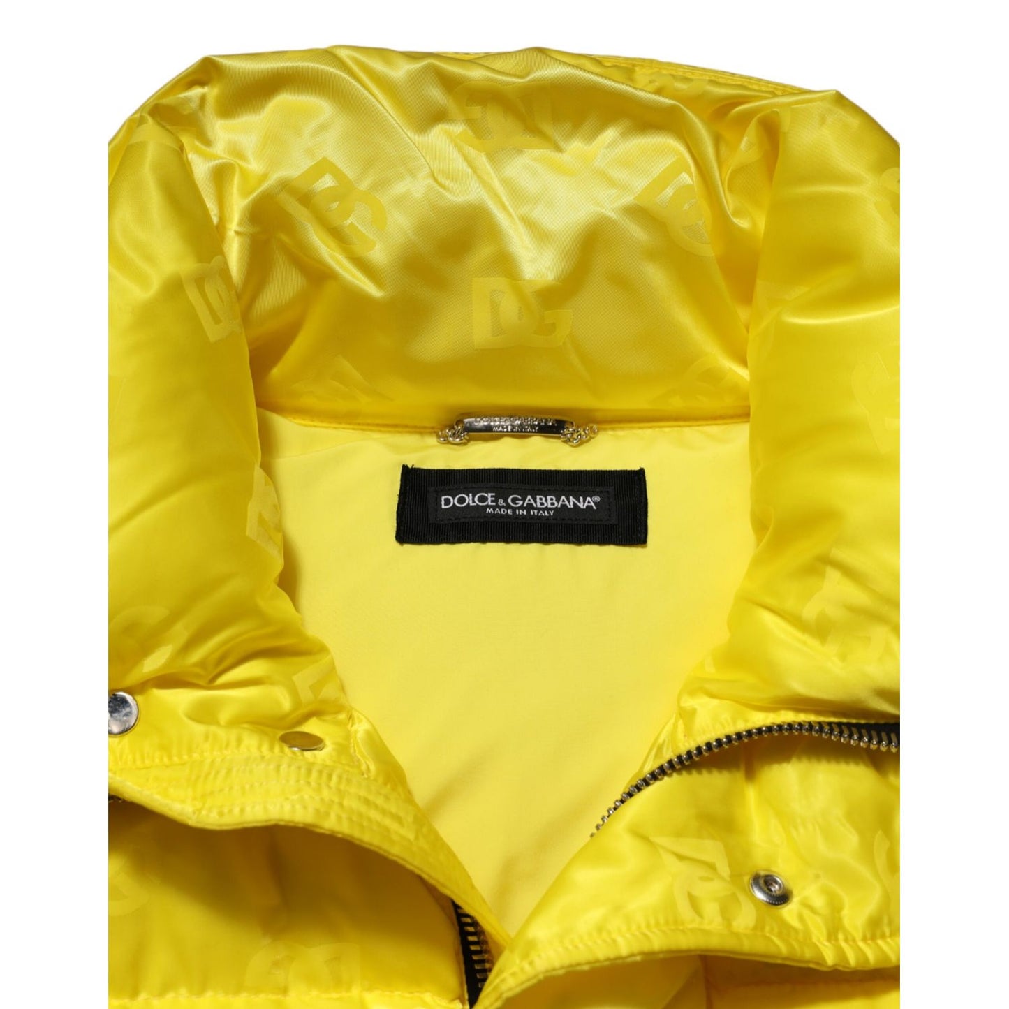 Dolce & Gabbana Yellow Nylon Logo Puffer Bomber Men Jacket
