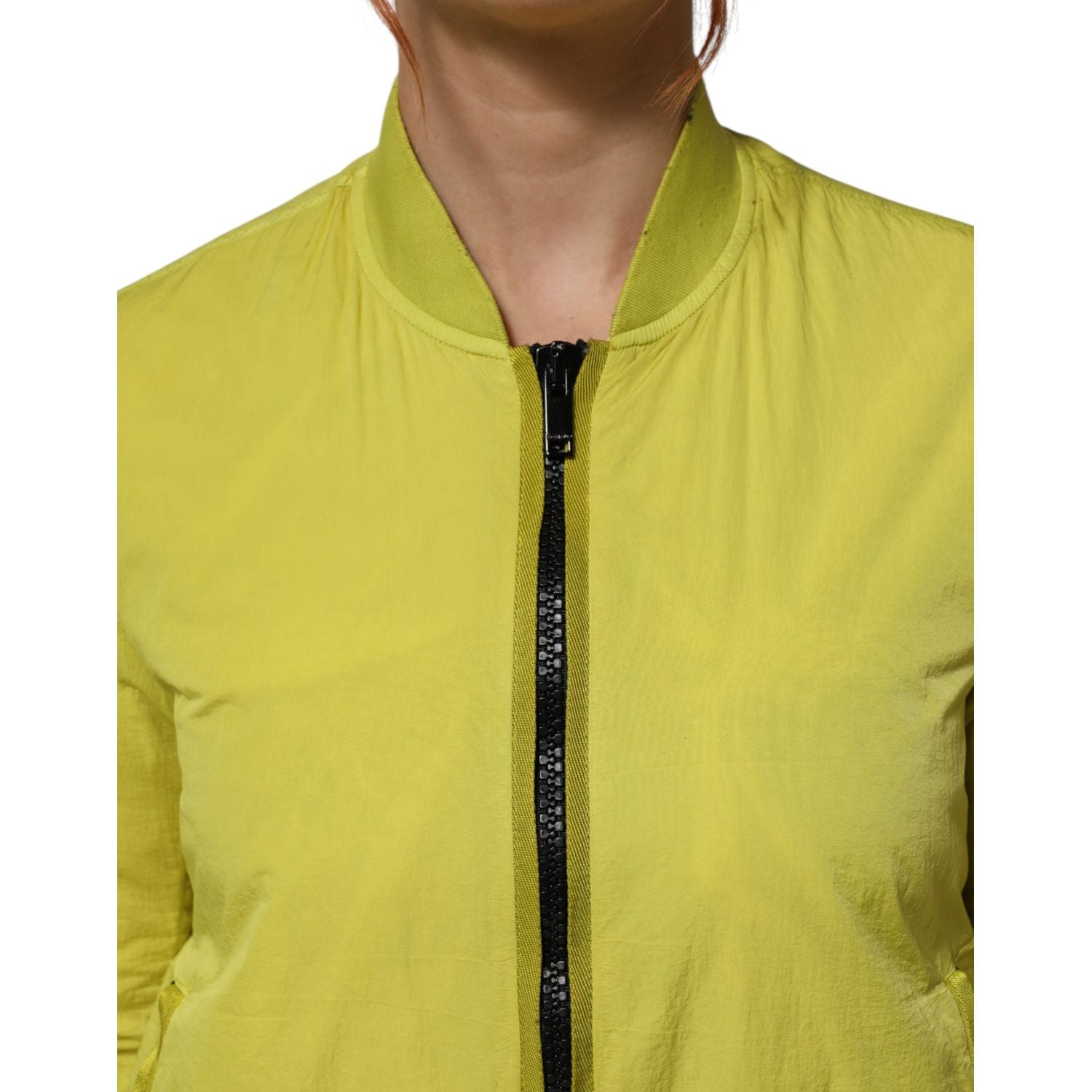 Dolce & Gabbana Yellow Polyamide Zipper Bomber Women’s Jacket