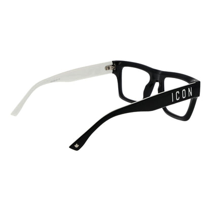 Alt Tag: Dsquared² Black Cellulose Propionate Glasses (Frames) with full-rim black design and branded sides, perfect men's eyewear accessory.