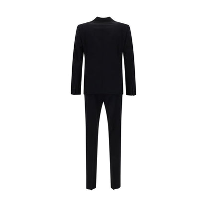 Rear view of Dsquared² Blue Fleece Wool Two-Piece Suit showcasing tailored design and classic silhouette.