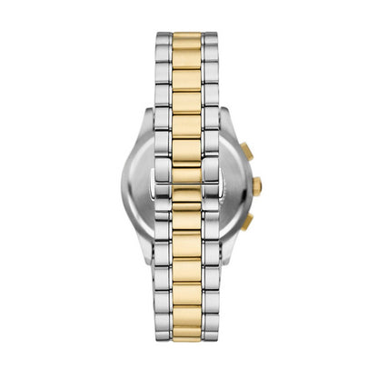 EMPORIO ARMANI Mod. AR11527 watch showing stainless steel and gold bracelet, water resistant to 5 ATM, suitable for gents.