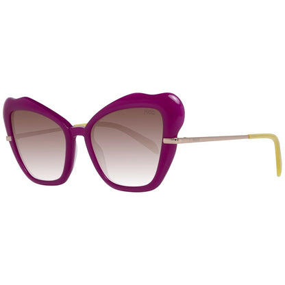 Emilio Pucci Purple Plastic Sunglasses with gradient brown lenses and butterfly style frame providing 100% UVA & UVB protection for women.
