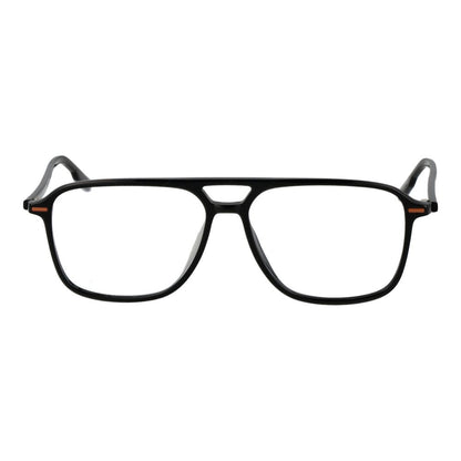 Ermenegildo Zegna Black Acetate Glasses (Frames), full-rim aviator style for men with demo lenses, size 57-14-145.
