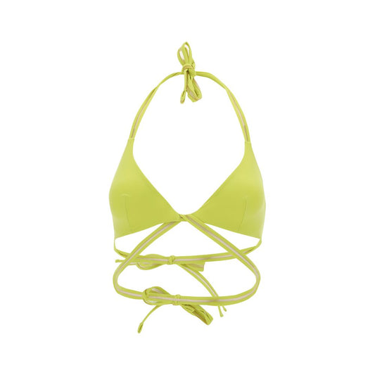 Exilia Yellow Polyamide Bikini Noosa Top with triangle design and braided laces, SS24 season, 100% polyamide, stylish summer swimwear.