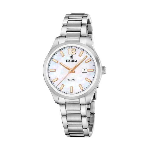 FESTINA WATCHES Mod. F20737/6 silver analog wristwatch with date display on a stainless steel bracelet for men and women