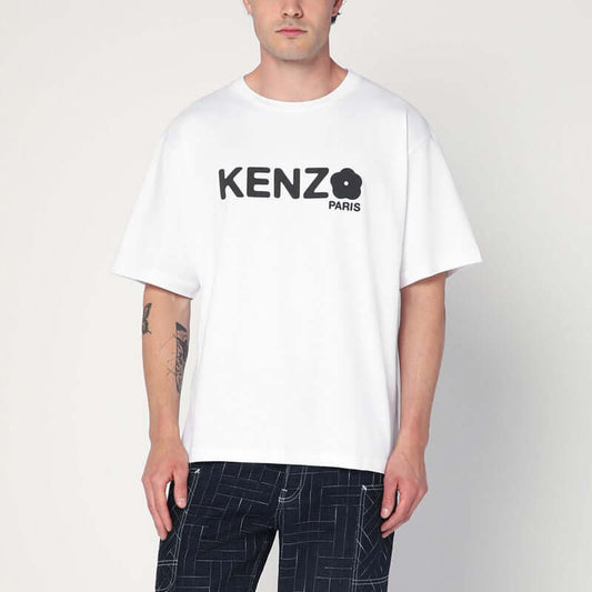 KENZO White cotton T-shirt with logo FF55TS4914SGCO/R_KENZO-01_323