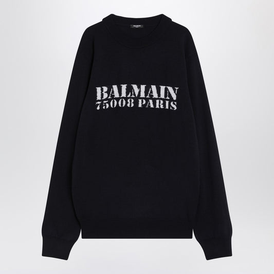 Balmain Blue wool sweater with logo FH1KD000KI84/R_BALMA-SAJ_323