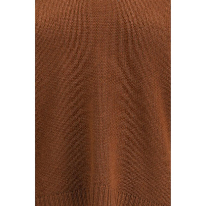 Close-up of Fabiana Filippi Brown Cashmere Cashmere Sweater showing ribbed detail, sophisticated design, perfect for AW25 season.
